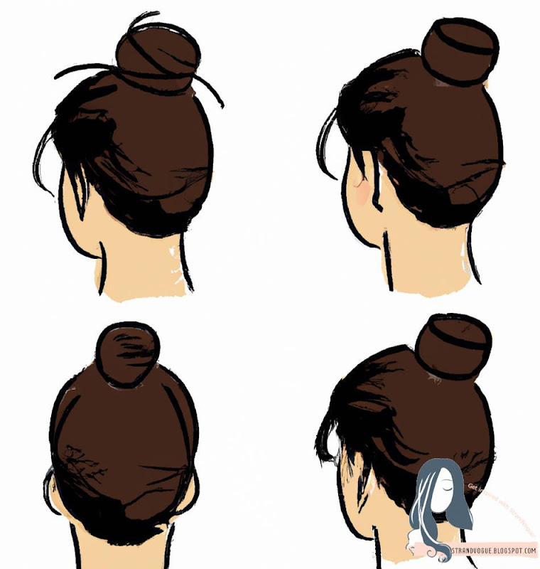 A woman with a messy bun hairstyle