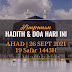 Hadith & Doa Hari Ini | 26 September 2021 | 19 Safar 1443H | AHAD