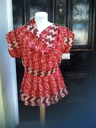 AFRICAN LACE  COWL NECK PEPLUM BLOUSE