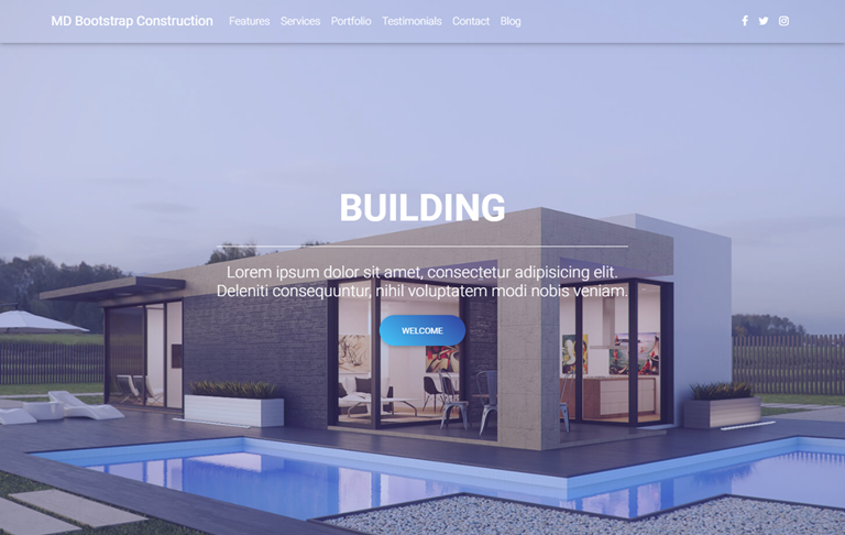 Material Design Bootstrap Construction Landing Page Blogger Template