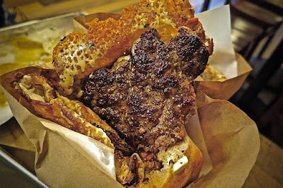 Miznon, folded cheeseburger pita
