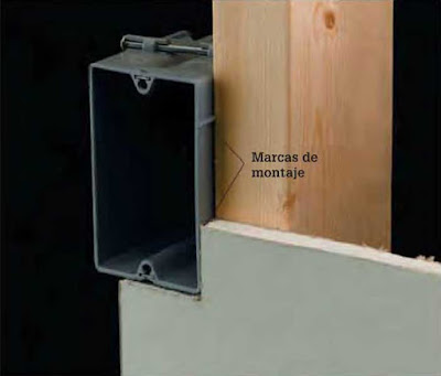 Instalaciones eléctricas residenciales - Caja de conexión eléctrica con marcas para montaje
