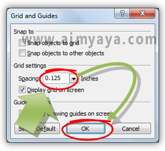  Gambar:  Mengatur setting gridlines di Microsoft Powerpoint