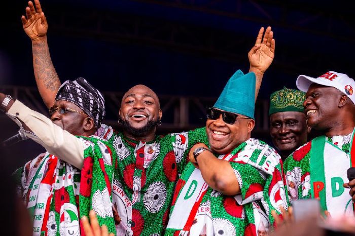 Davido Roams Shirtless In His Hometown As His Uncle Emerges Governorship Election Winner In Osun
