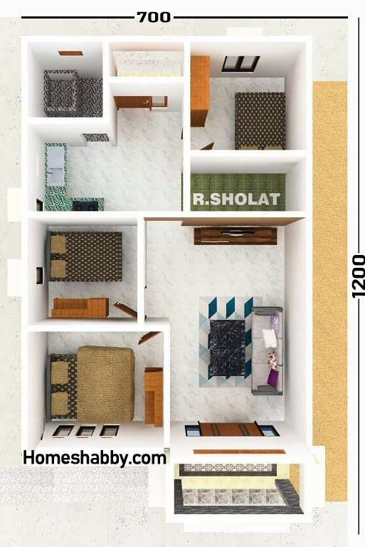  Desain  Rumah  7x12  2 Kamar  Tidur Lampunghits com
