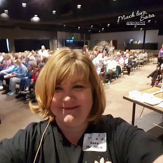 Standing in front of the crowd, before presenting, at the Saturday session of Inking Idaho on the Road