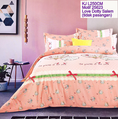 Sprei Satin Jepang Motif Love Dotty Salem