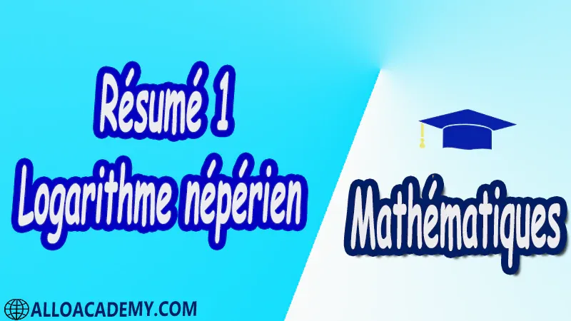 Résumé 1 Fonction Logarithme pdf Mathématiques Maths Fonction Logarithme Introduction du logarithme Définition Relation fondamentale Etude de la fonction logarithme Limite aux bornes Variations Fonction ln(u) Croissance comparée du logarithme népérien et des fonctions puissance Equations et inéquations Nombre e Résolution d’équations Résolution d’inéquations logarithme décimal Cours résumés exercices corrigés devoirs corrigés Examens corrigés Contrôle corrigé travaux dirigés td