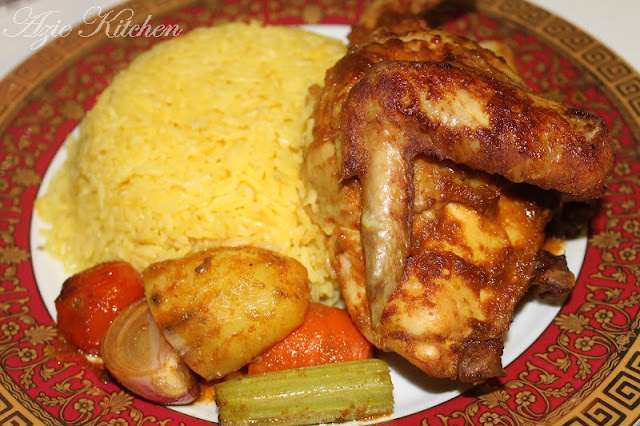 Nasi Ayam Kukus Dengan Ayam Panggang - Azie Kitchen