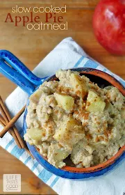 Slow Cooked Apple Pie Oatmeal | by Life Tastes Good is a comforting mix of apples, steel cut oats, milk, cinnamon, and a touch of brown sugar. #SundaySupper #SlowCooker