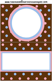 Pink and Light Blue Polka Dots in Chocolate Free Printable  Labels