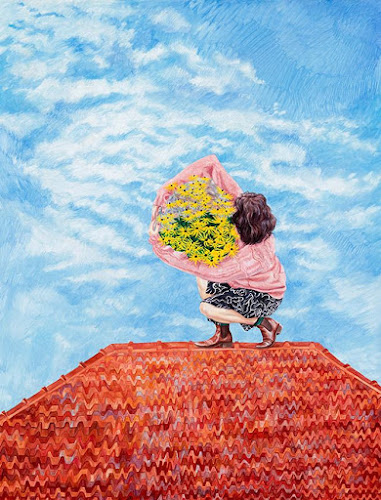 MONICA ROHAN - "Next Door" - 2020 - arte pinturas al óleo - soledad y tristeza femenina - surrealismo - cool stuff
