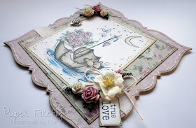 Romantic floral card featuring cute mice in an umbrella