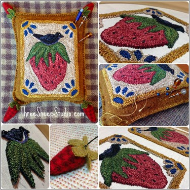 'A Crow's Feast' Punch Needle Pattern from Rose Clay at ThreeSheepStudio.com