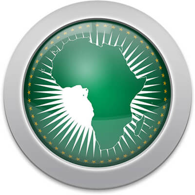 African flag icon with a silver frame