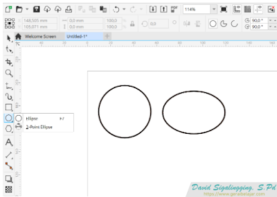 Fungsi Ellipse tool saat desain gambar di corel draw