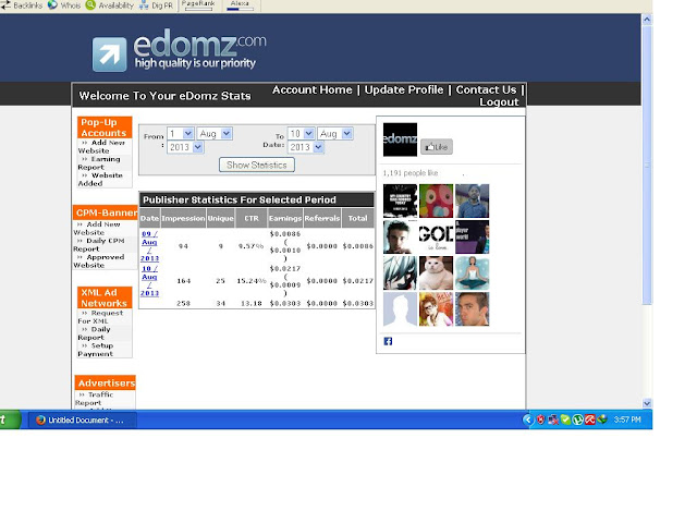 Edomz Earning reports