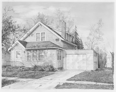 House drawn from photo | Home Portraits by Mary Frances Smith