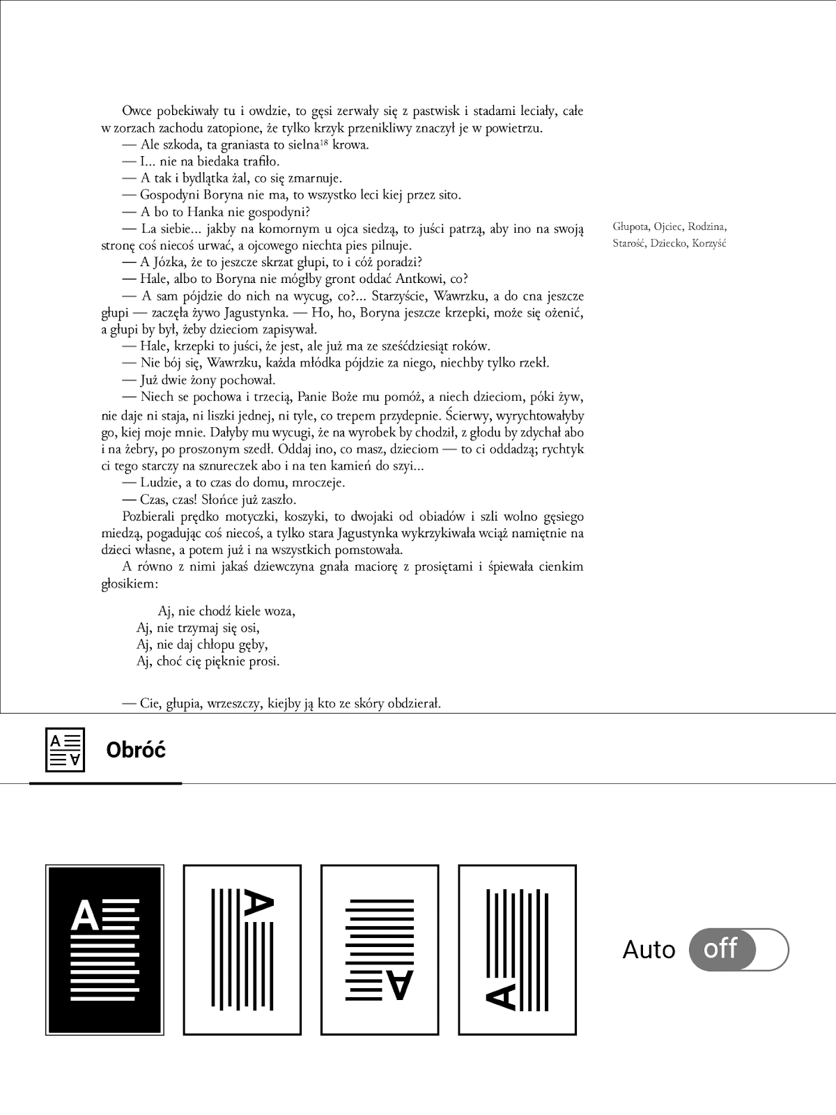 PocketBook InkPad 4 –  opcje układu zawartości ekranu