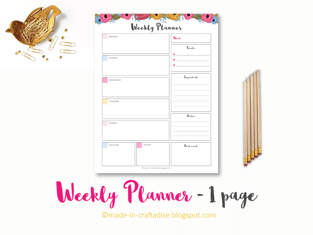 Weekly Planner Printable PDF