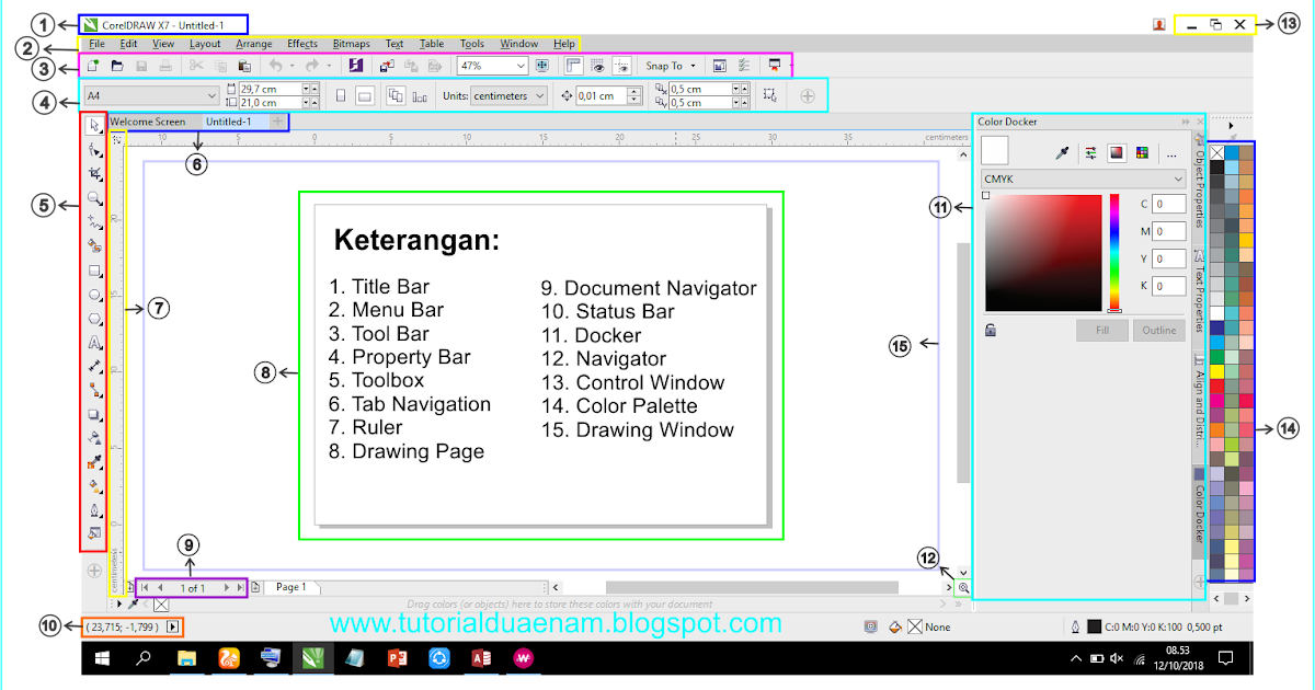 Mengenal Area Kerja CorelDraw  TutorialDuaEnam