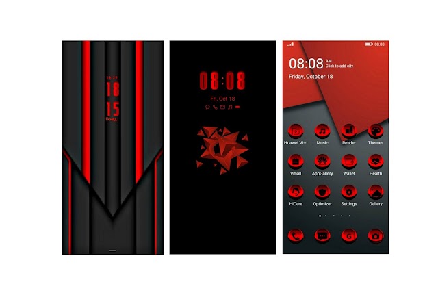 Red Glass Theme For EMUI 9.1, EMUI 10..!!