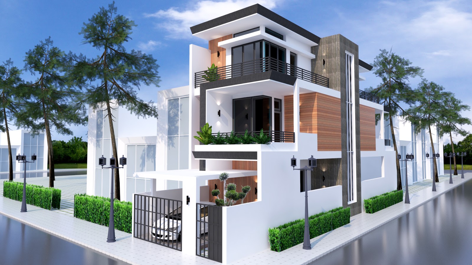  Sketchup  Home Elevation design 6m Samphoas House Plan 