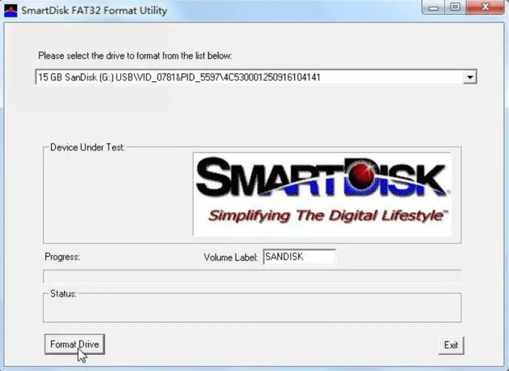 SmartDisk FAT32 Format Utility