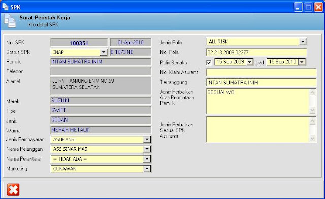 Contoh Database Kendaraan - Wo Ternyata