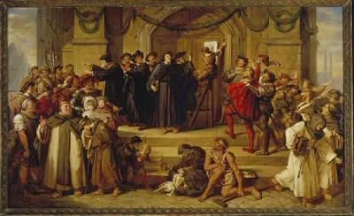 Der Anschlag von Luthers 95 Thesen - 1878 gemalt von Julius Hübner (1806-1882)