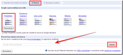 come impostare design motore ricerca web personalizzato incorporare blog blogger wordpress