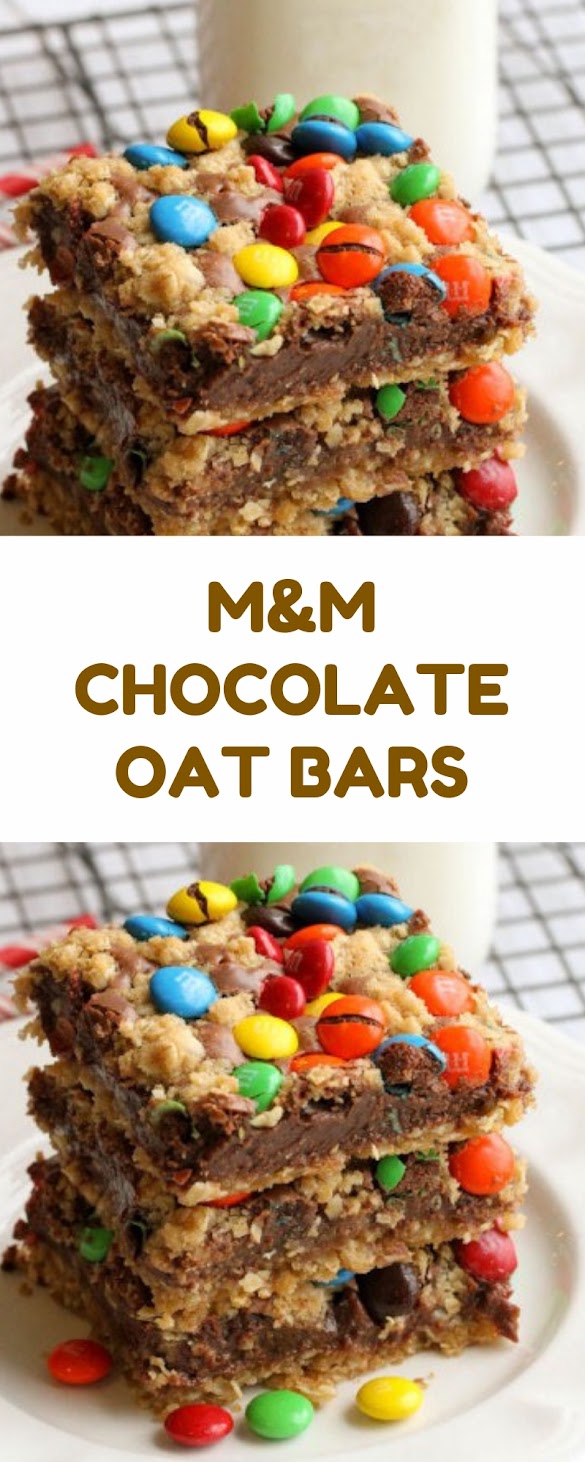 M&M CHOCOLATE OAT BARS #christmas #dessert