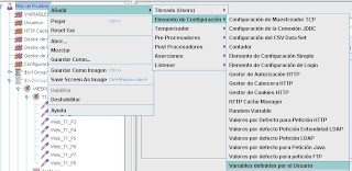 Configuración de variables de usuario en JMeter por definición explícita