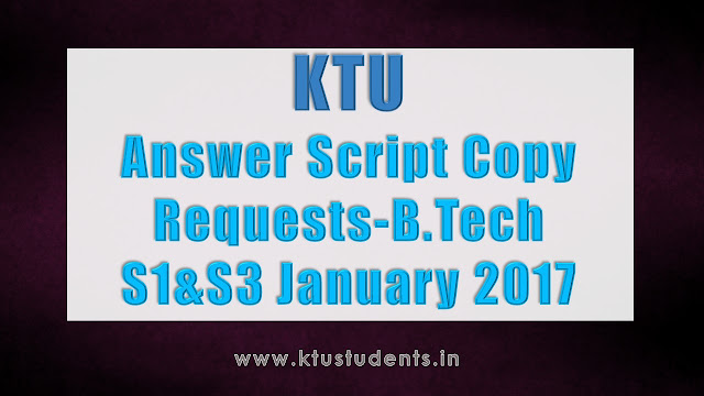 KTU Exam s1-s3 answer script copy request 