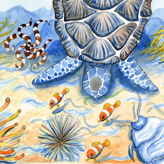 Sea turtle watercolor painting