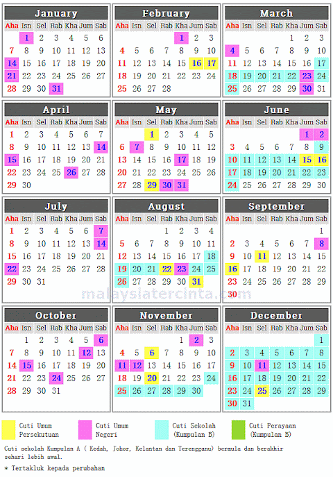 cuti umum 2018 perak