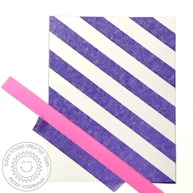 Sunny Studio Stamps + Therm-o-web: Creating Custom Striped Backgrounds for Cards using new 1/2" Purple Tape