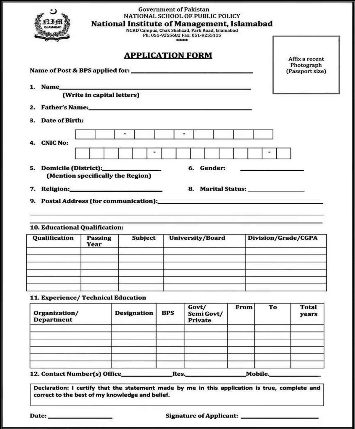 National School of Public Policy NSPP New Jobs 2023 at NIM Islamabad