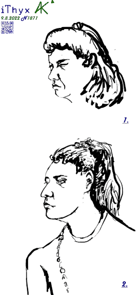 Два женских портрета: Одна дремлющая тёмноволосая; Вторая с перманентом на волосах, в белой кофточке. Автор рисунка художник #iThyx