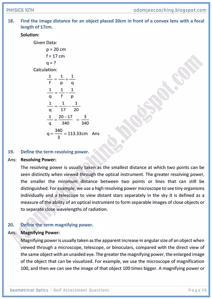 geometrical-optics-self-assessment-questions-physics-10th
