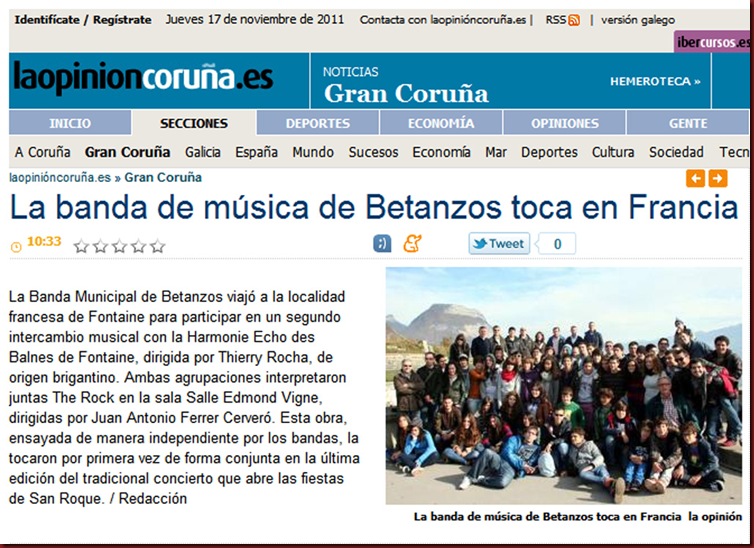 Recorte de la edición digital del periódico La Opinión correspondiente al jueves 17 de noviembre de 2011.