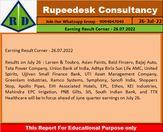 Earning Result Corner - 26.07.2022