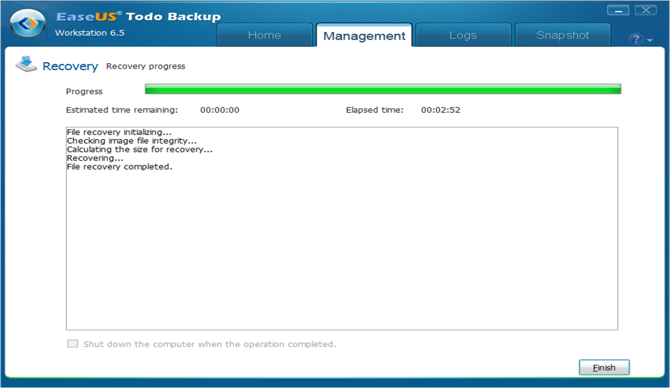 EaseUS Todo Backup Workstation data recovery speed