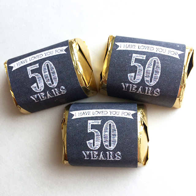 50th Anniversary Nugget Party Favor Candy Wrappers