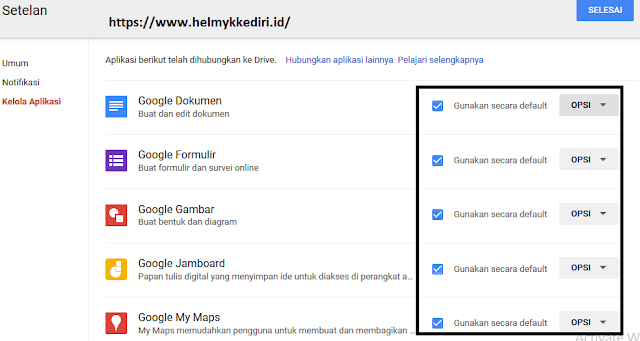 layanan lain menggunakan google drive