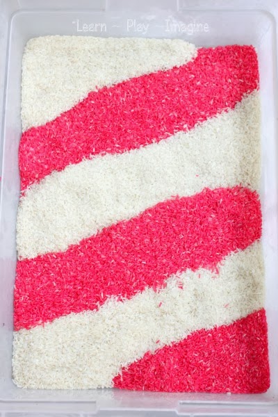 How to make candy cane rice for sensory play