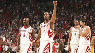 The Houston Rockets - Bobby Jackson, Rafter Alston, Tracy McGrady and Luis Scola