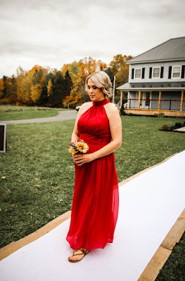 robe de soirée rouge longue col halter montant pour mariage