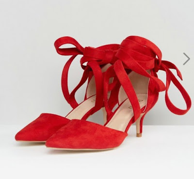 raid tanisha red kitten heel ankle tie shoes