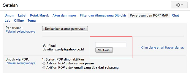 Meneruskan email dari Yahoo ke Gmail